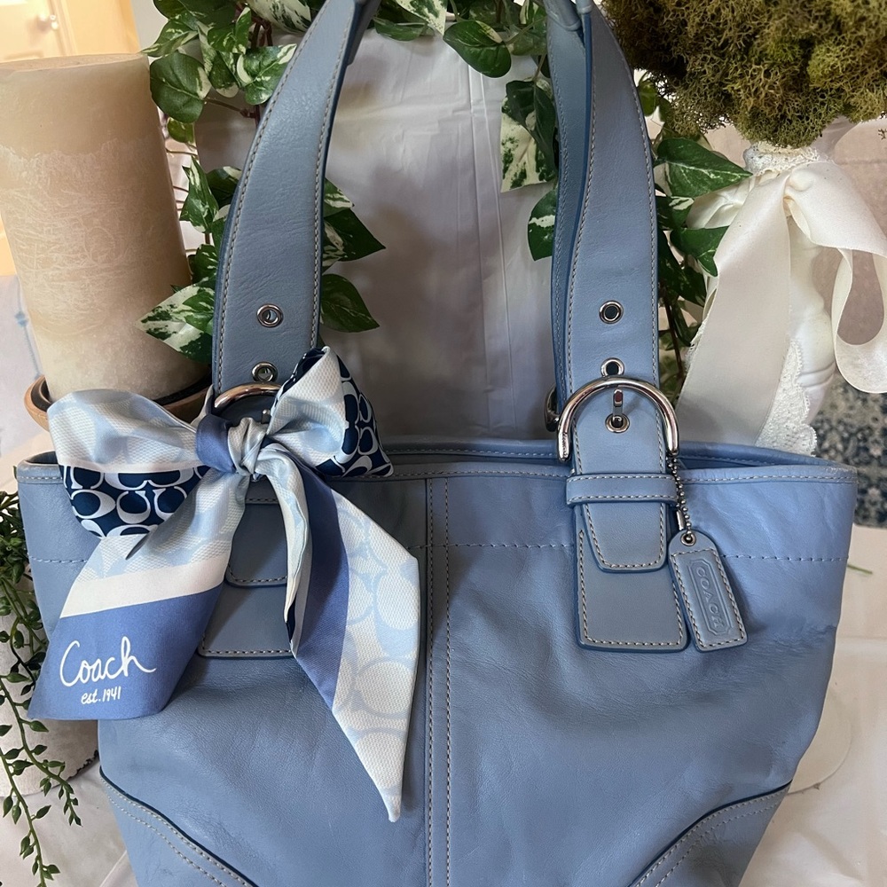 Vintage Coach Light Blue SoHo Leather Tote